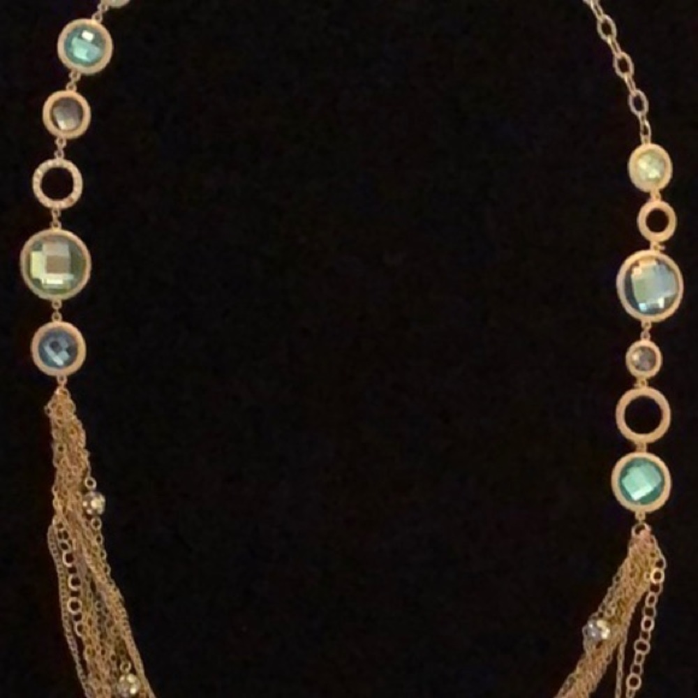 ST Thomas 38” Blue, Teal, Gold Necklace